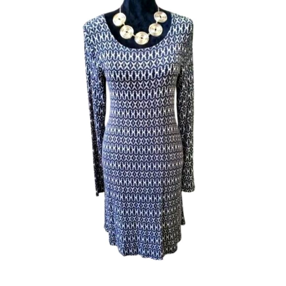 OLD NAVY Womens Long Sleeve Jersey Knit Geometric Print Swing Dress Size XL